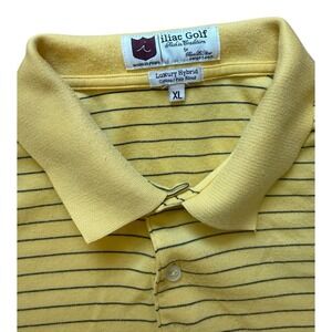 Iliac Golf Polo Shirt Mens XL Yellow Striped Luxury Hybrid Cotton Poly Blend